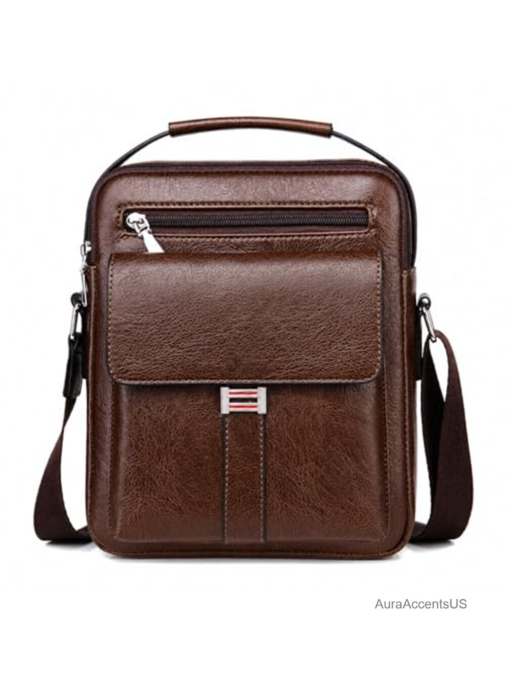 Men's Crossbody Bag PU Leather Shoulder Messenger Bag with Handle